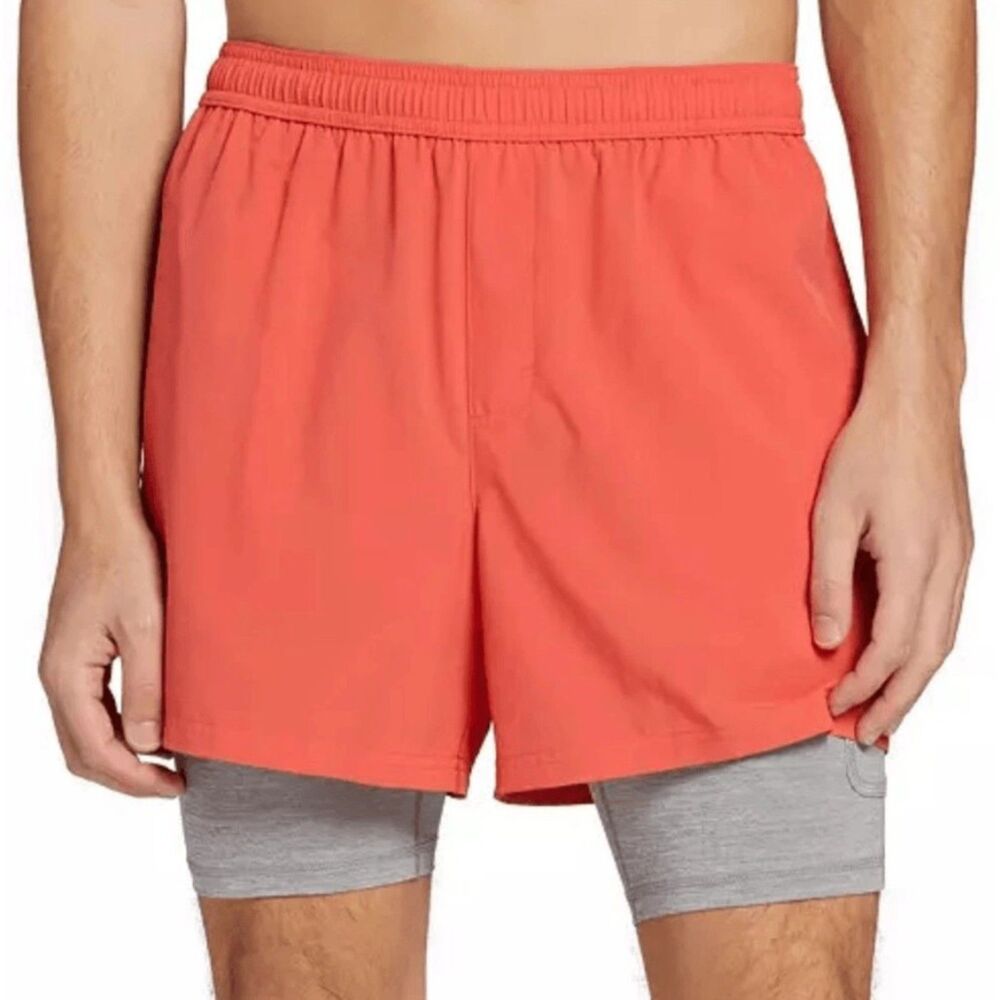 NEW Mens Sz Medium Layered Agility 2 in 1 Athletic RED SUN Shorts Pockets DSG